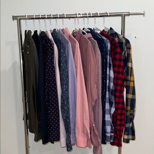 Express, Zara, Micheal Kor’s Men's Patterned Button-Up Shirts - Blue, Red, Pink